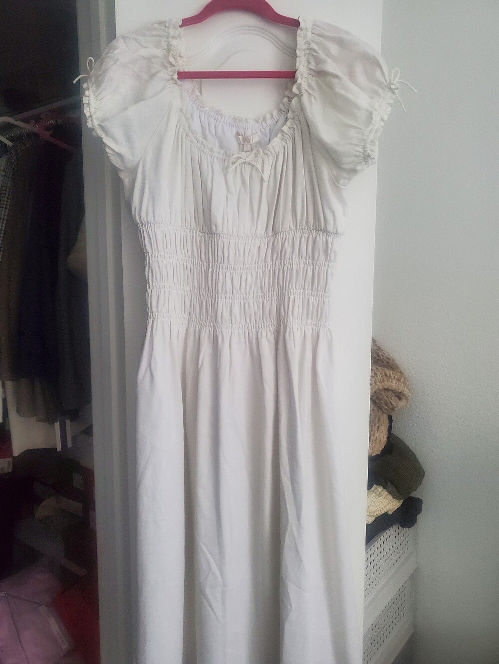 White Smocked Cotton Dress